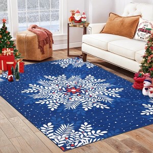 Christmas Area Rug Floral Pattern Floor Cover Washable Indoor Carpet Rug Decorative Non Slip Accent Rug for Bedroom - 1 of 4