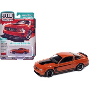 2012 Ford Mustang Boss 302 Competition Orange with Black Accents "Modern Muscle" 1/64 Diecast Model Cars by Auto World - 1 of 4