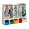 ECR4Kids Streamline 5-Section Coat Locker with Bench and Scoop Front Storage Bins, Toddler Size, White Wash - 4 of 4