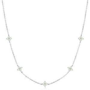 14K Gold Plated Cubic Zirconia Necklace Layered Cute Station Choker Necklace - 1 of 4