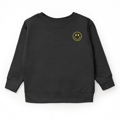 The Juniper Shop Embroidered Smiley Face Outline Youth Sweatshirt - L - Black