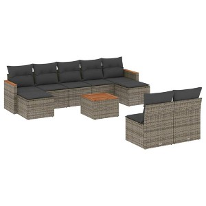 vidaXL Garden Sofa Set Grey PE Rattan Large Modular Sofa Set - 1 of 4