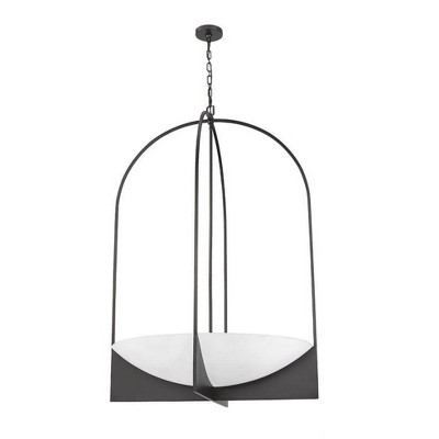 Matte Black Steel 8-Light Cage Chandelier