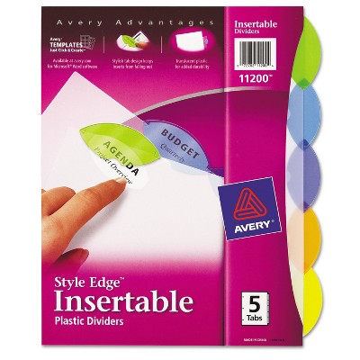 Avery Insertable Style Edge Tab Plastic Dividers 5-Tab Letter 11200