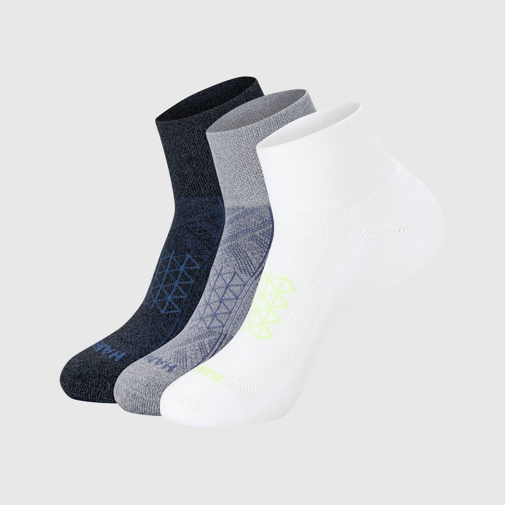 Hanes Men's Absolute Run Ankle Socks 3pk - Black/White/Gray 6-12