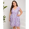 Plus Size Women's Flutter Sleeve High Waist Peplum Babydoll Knee Length Dress - 4 of 4