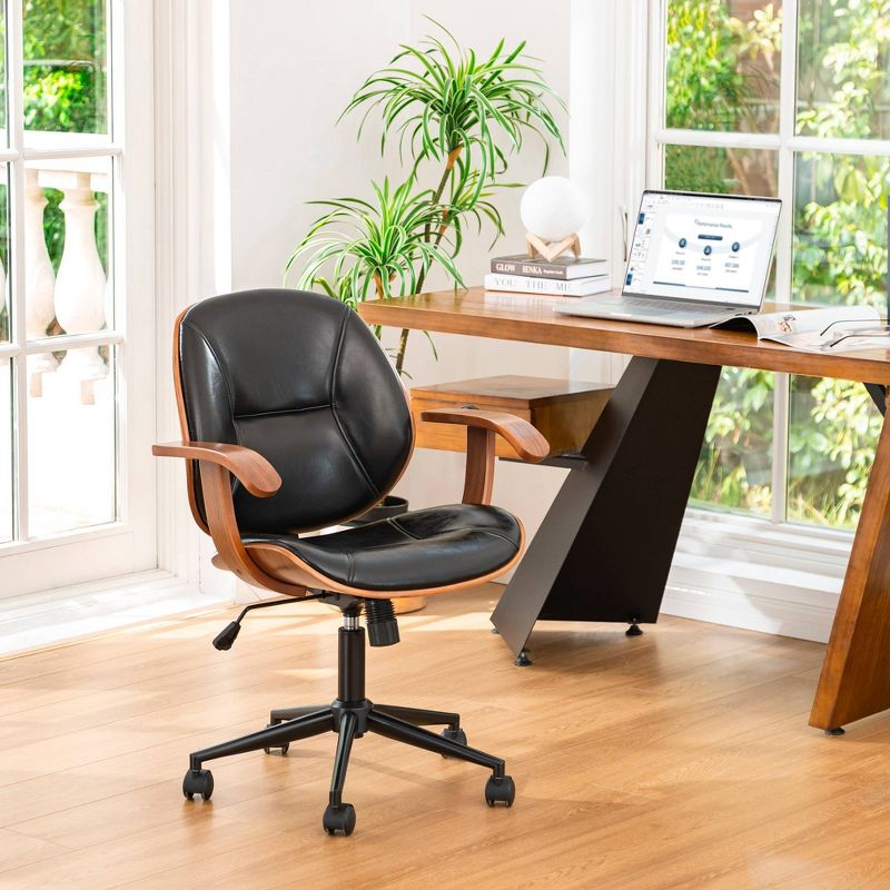 PU Leather Adjustable Swivel Office Chair - Glitzhome, 4 of 11