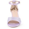 BLISSFUL STEP Women's Rhinestone Ankle Strap Kitten Heel Sandals - 2 of 4