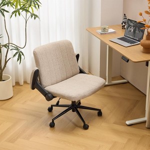 VINGLI Criss Cross Chair with Adjustable Flip-Up Arms,Cross Legged Chair with Wheels,Extra Wide Office Chair,Desk Chair,Starry Chenille - 1 of 4