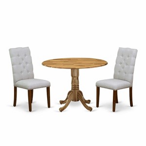 HomeStock 3-Pc Natural Oil Finish Solid Wood Top - Round Dining Room Set - Seats 4 - 1 of 4