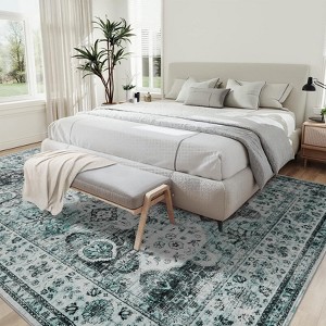 Boho Living Room Rug Washable Vintage Low Pile Non Slip Area Rug for Bedroom Farmhouse Retro Rug Indoor Decor - 1 of 4