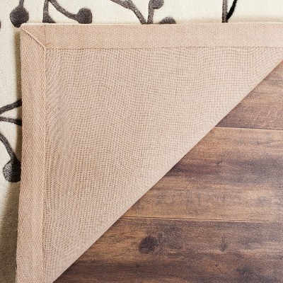 Ivory and Grey Tufted Wool and Viscose Square Rug