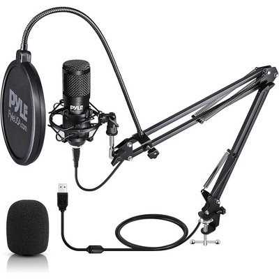 Pyle USB Podcast Microphone Kit with Shock Mount & Pop Filter (PDMIKT140) - Black