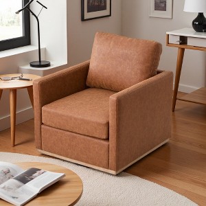 30.7" PU Square Swivel Chair with Pillow and 360-degree Rotation - 1 of 4