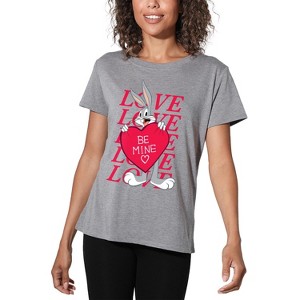 Women's Looney Tunes Valentine's Day Bugs Bunny Be Mine Loose T-Shirt - 1 of 4