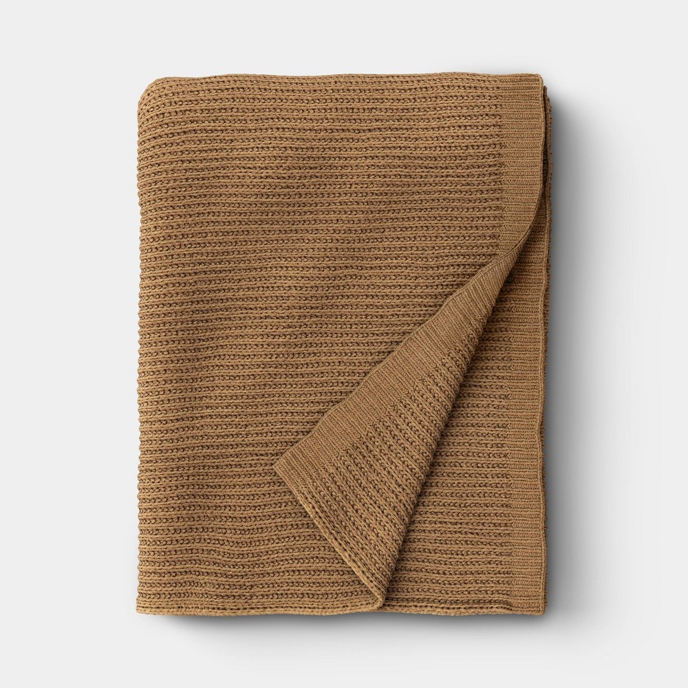 Chenille Throw Blanket Wheat - Threshold™: Fall