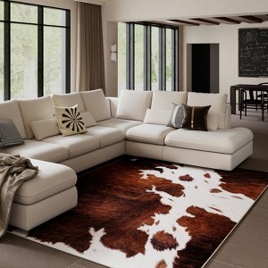 5x7 Tiger Stripe Area Rug, Washable Leopard Print Non-Slip Carpet for Living Room Bedroom, Animal Pattern Home Decor - 1 of 4