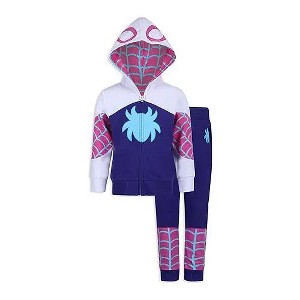 Marvel Girls Spider-Gwen Ghost Spider Zip Up Hooded Sweatshirt and Pants Set for Toddler and Big Kids - 1 of 4