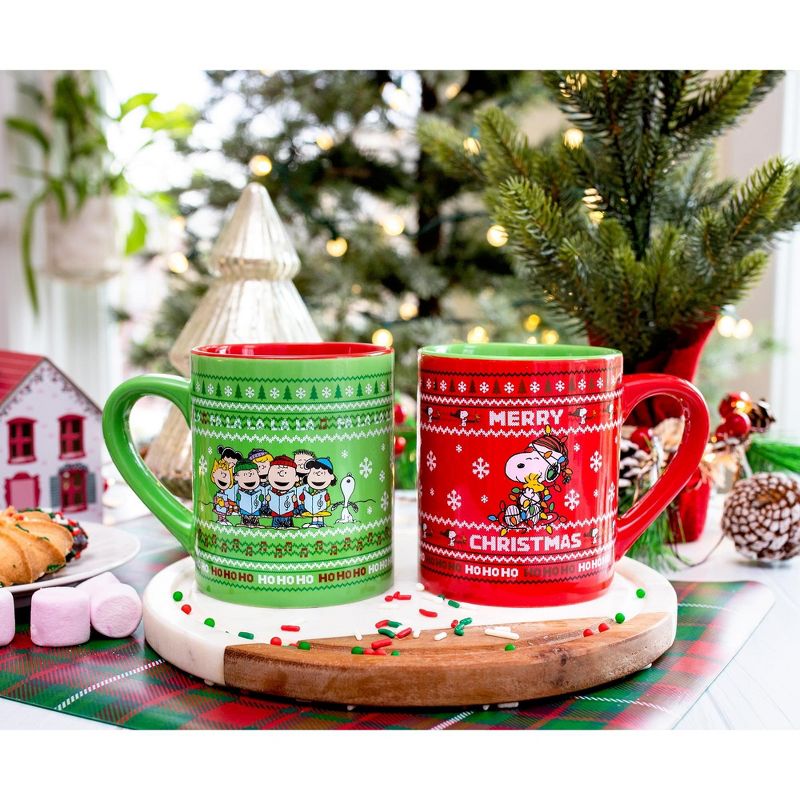 Silver Buffalo Peanuts Charlie Brown and Snoopy Christmas Sweaters Ceramic Mugs | Set of 2, 3 of 7