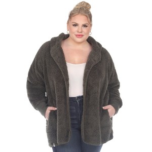 White Mark  PS Plush Hooded Cardigan with Pockets - 1 of 4