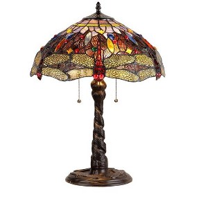Chloe Lighting Dragan Tiffany-style 2 Light Dragonfly Table Lamp 16" Shade - 1 of 2
