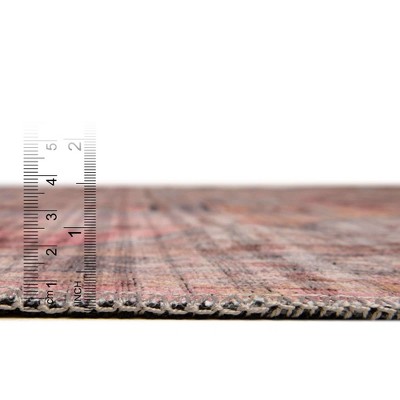 Rectangular Black Chenille Washable Reversible Area Rug