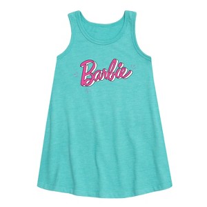 Girls' - Barbie - Sketch Original Graphic Sleeveless Aline Dress - 1 of 2