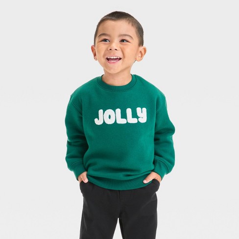 Toddler Boys Jolly Fleece Crew Neck Sweatshirt Cat Jack Green Target