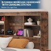 Vintage Wooden Bed Frame with Storage Headboard, 4 Drawers & Built-in Charging Station – Platform Bed, No Box Spring Needed,Full Size,brown - 2 of 4