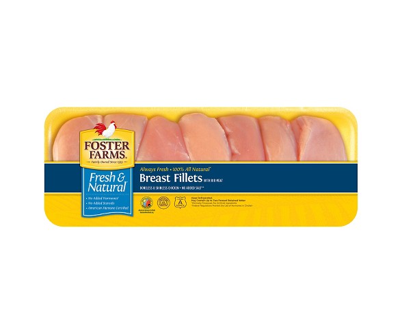 Foster Farms Fresh & Natural Chicken Breast Fillets - 2.54-4.36lbs - price per lb