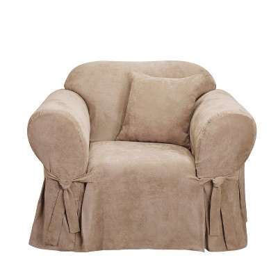 Taupe Soft Suede Stretch Fit Armchair Slipcover