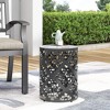 XIYUYEU Contemporary Cylindrical Shape Patio Side Table with Floral-inspired Pattern, Iron-cut Outdoor End Table for Patio, Porch, Deck, Garden - 2 of 4