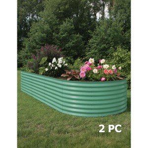 2 Pack Steel Raised Garden Bed 10x4x1.5ft,Metal Deep Root Planter Box for Vegetables Flowers Herbs,Large Oval Garden Planting Bed,Easy to Assembly - 1 of 4