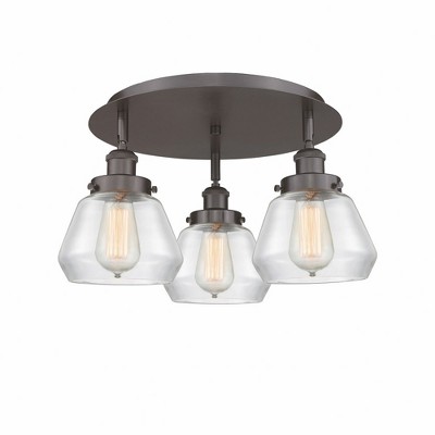 Fulton - 3 Light Flush Mount In Art Deco Style-8 Inches Tall and 18.25 Inches Wide