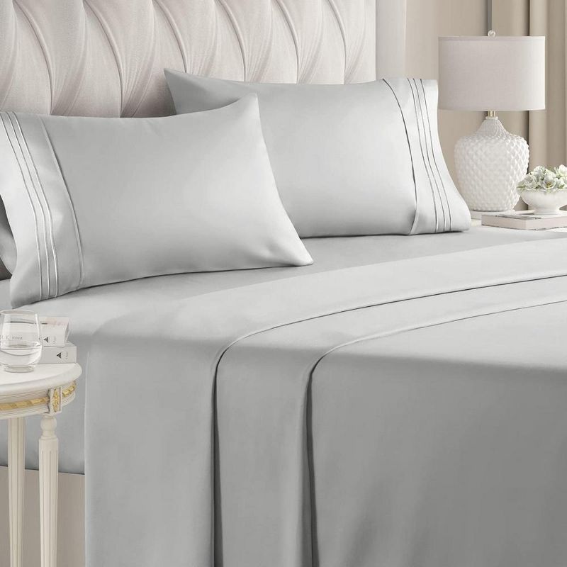 RT Designers Collection Modern Living 100% Pima Cotton Ultra Soft Sheet Set King Silver, 1 of 4