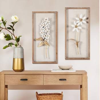 Luxenhome White And Gold Flower Metal Wall Decor : Target