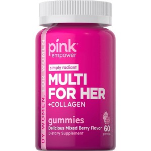 Pink Vitamins Simply Radiant Multi for Her plus Collagen Gummies - Natural Berry - 60ct - 1 of 4