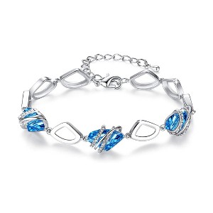 Leafael Wish Stone Birthstone Crystal Link Charm Bracelet, Rose Gold or Silver Plated, 7"+2" Adjustable Chain - 1 of 4