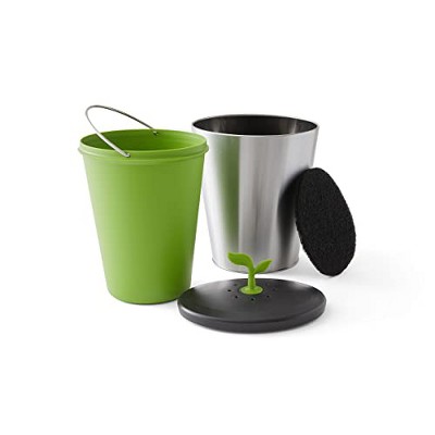 Chef'n EcoCrock Countertop Compost Bin 3.3 Liter Steel, Gray