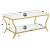 Yaheetech 2-tier Rectangular Iron Tempered Glass Coffee Table - 3 of 4