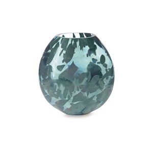 Signature Design by Ashley Cartshaw 11.75" Glass Vase, Iridescent Teal Finish - 1 of 4