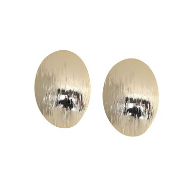 SOHI Women's California Gold Textured Lined Circular Stud Earrings