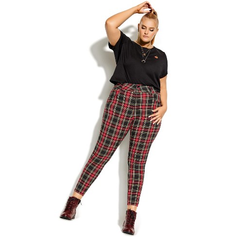 Shein Curve Womens Pull-On Red Plaid Pants Size 2XL for Sale in