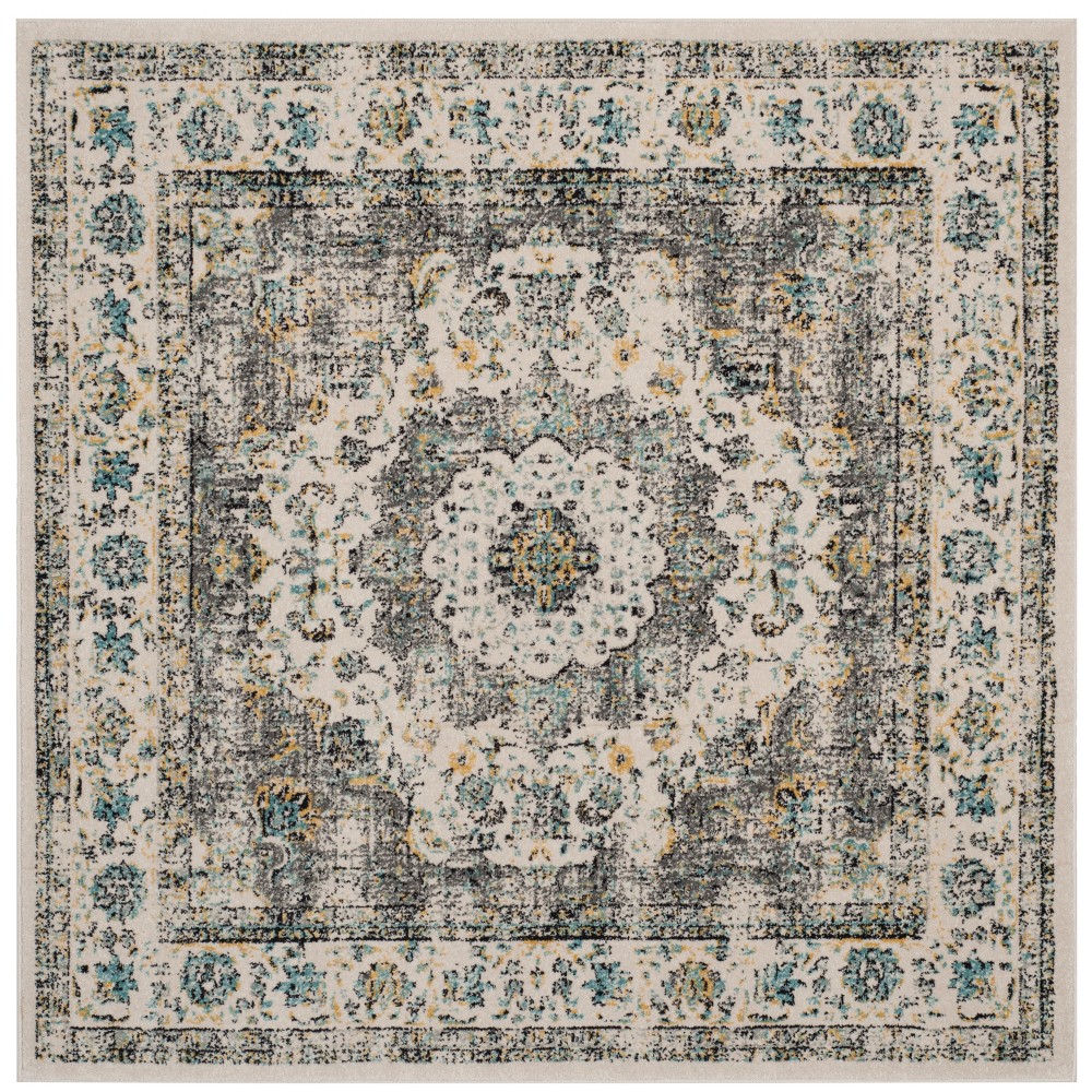 5'1inx5'1in Square Nathalia Medallion Accent Rug Gray/Gold Square - Safavieh