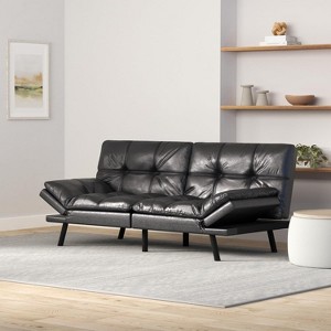 Dyonery 71 in Convertible Faux Leather Sofa Couch,Memory Foam Futon Couch Bed,Small Splitback Modern Loveseat Sleeper Sofa Bed for Living Room - 1 of 4