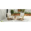 Chic Crate - Modern 3-Piece Rattan Wicker Outdoor Set - Waterproof Rocking Chairs & Accent Table for Balcony/Patio (Cream White) - 3 of 4
