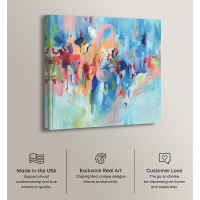 Vibrant Blue and Multicolor Abstract Canvas Wall Art, 20" x 20"