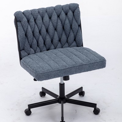 Dsvimoy Task and Office Chair Wide Seat Criss Cross Legged Desk Chair for Home Office Use, Blue, 26.8"*21.2"*10.8"