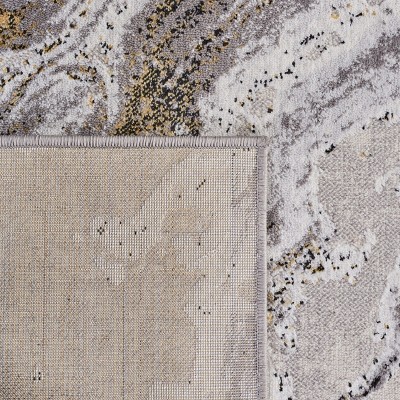 Amelia Grey and Gold Abstract Hand-knotted Area Rug