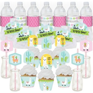 Big Dot of Happiness Whole Llama Fun - Llama Fiesta Baby Shower or Birthday Party Favors and Cupcake Kit - Fabulous Favor Party Pack - 100 Pieces - 1 of 4